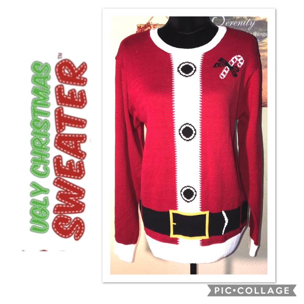 UGLY CHRISTMAS SWEATER WOMENS SANTAS SWEATER Sz Lg